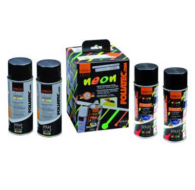 Foliatec Spray Vinilo (Dip) Neon 4-Piezas Juego - Azul 2x400ml + Base Coat 2x400ml